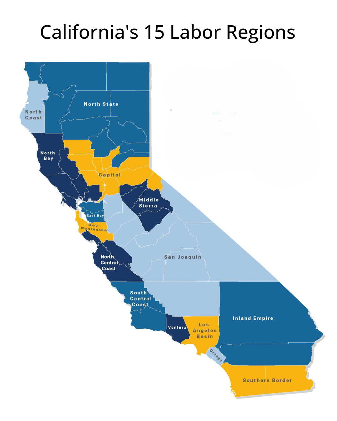 California's 15 Labor Regions map